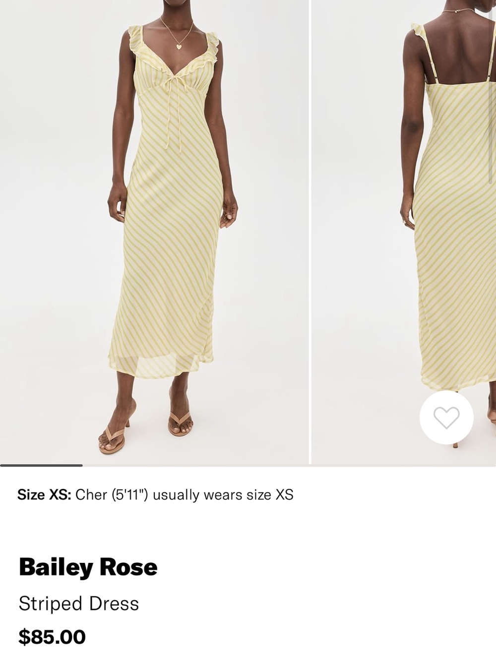 Bailey Rose Yellow Stripe Ruffle Midi Dress